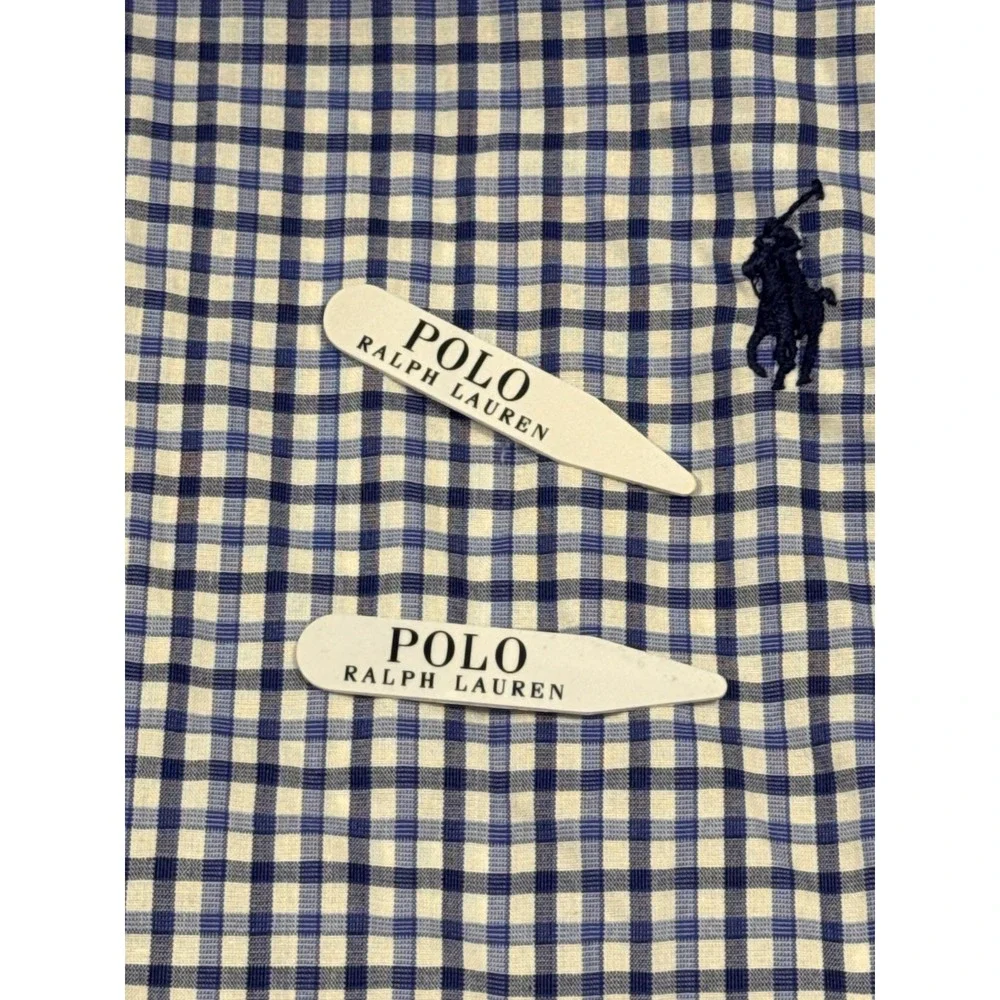 Polo Ralph Lauren Mens 16.5 34/35 Blue Gingham Classic Fit Easy Care Shirt